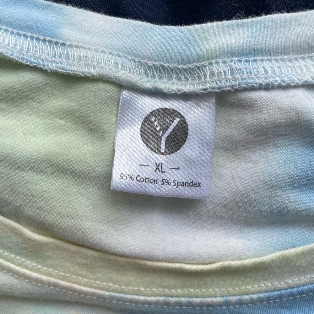 RESERVED VVA BABE Women's Tie Dye T-Shirt Short Sleeve Tee Top Blue Green XL - Picture 5 of 7